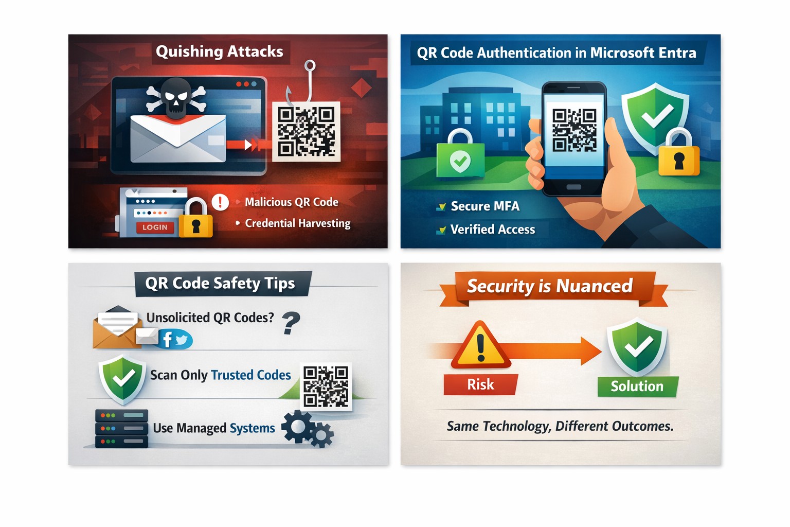 QR Codes in Security: Same Tool, Very Different Contexts 
